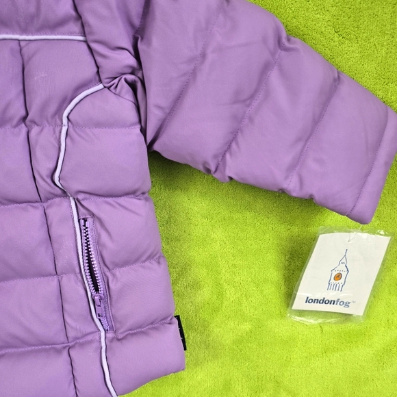 NWT 3T Girls Jacket Warm Purple Londonfog removable hood - Picture 3 of 4